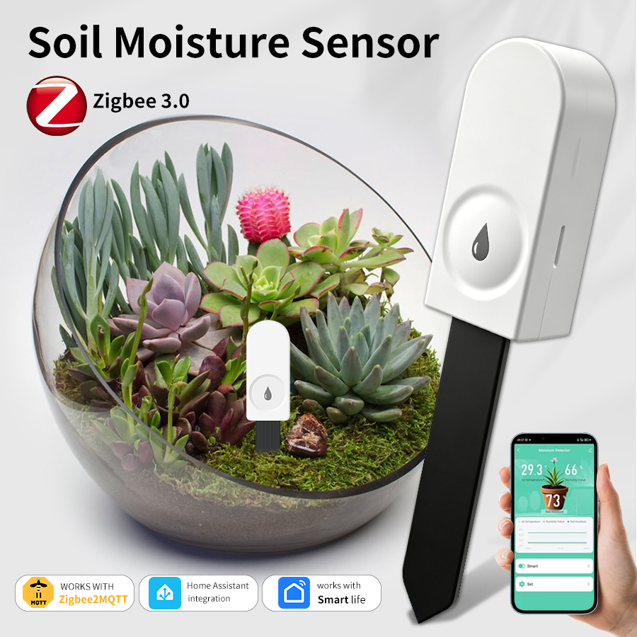 Smart Garden Products - เซ็นเซอร์วัดความชื้นในดินอัจฉริยะ ZigBee เครื่องวัดอุณหภูมิและความชื้น เครื่องตรวจวัดความชื้น-อุณหภูมิในดินสำหรับสวน พร้อมแอปพลิเคชันตรวจสอบแบบเรียลไทม์