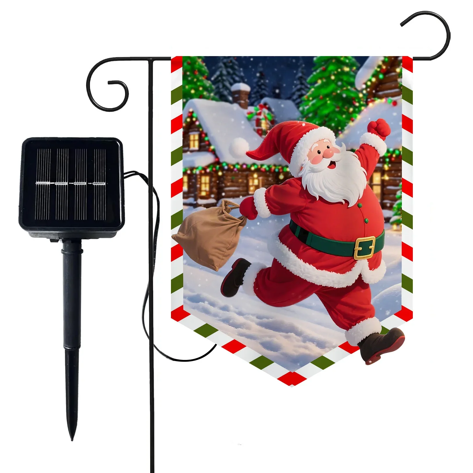 Smart Garden Solar - ธงแขวนเรืองแสง LED พลังงานแสงอาทิตย์, ของตกแต่งคริสต์มาสซานตาคลอส, ของประดับแขวน, ธงสวนรูปทรงไม่ปกติ