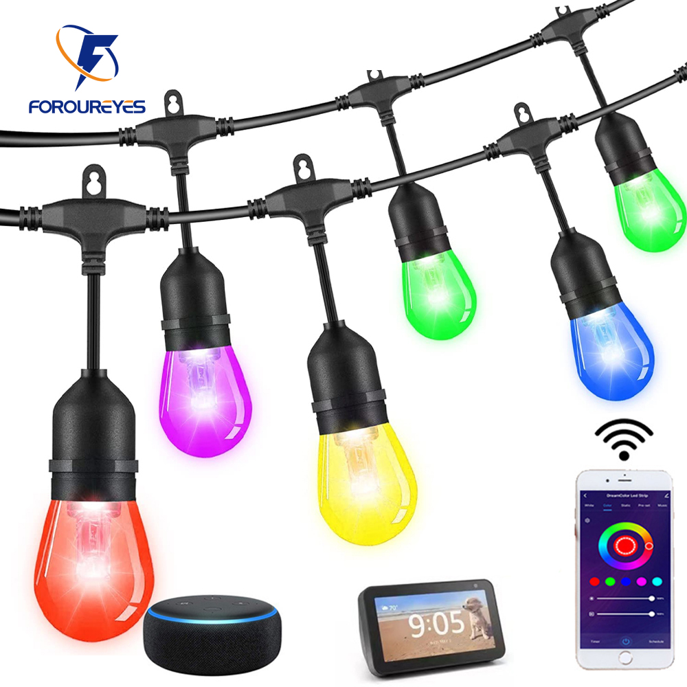 Smart Garden Festoon Lights - Wifi Tuya หลอดไฟแอลอีดีแบบสาย LED RGB S14กลางแจ้งกันน้ำเกรดการค้าหลอดไฟแต่งงานในสวน
