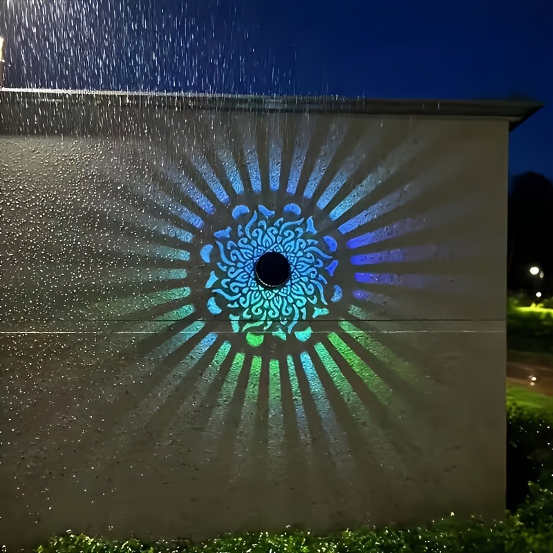 Smart Garden Solar - โคมไฟติดผนัง LED พลังงานแสงอาทิตย์ ลายแมนดาลา กันน้ำ สำหรับตกแต่งสวน
