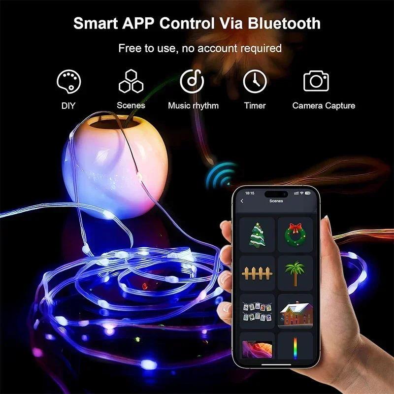 DIY RGBIC สมาร์ท String ไฟ USB - Smart Garden Festoon Lights บทวิจารณ์และราคา