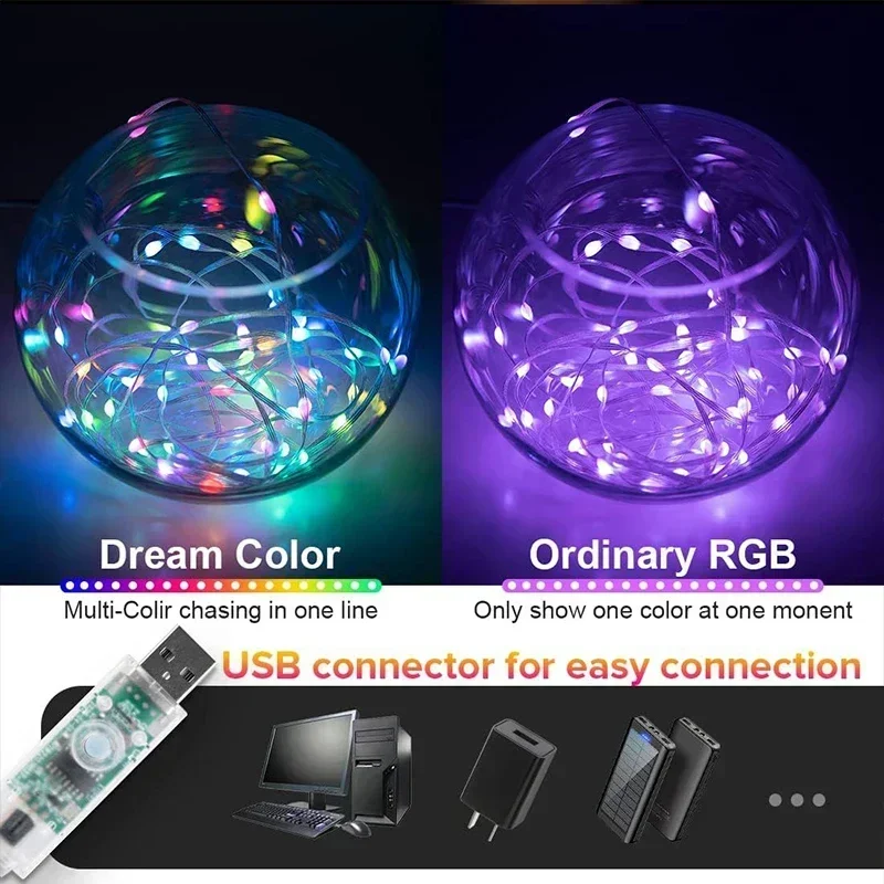 DIY RGBIC สมาร์ท String ไฟ USB - Smart Garden Festoon Lights บทวิจารณ์และราคา